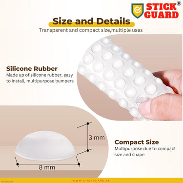 StickGuard Clear Self-Adhesive Cabinet Door Bumpers (Pack of 90)