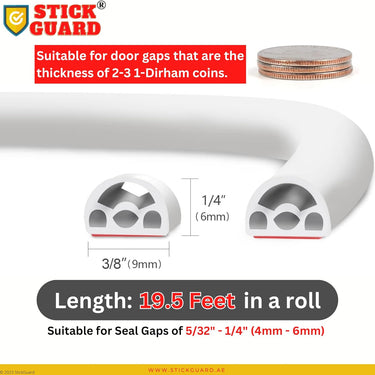 StickGuard Door Seal Strip, Weather Stripping for Door Insulation and Door Soundproofing