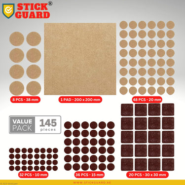StickGuard Furniture Pads - 145 PCS Premium Felt Pads